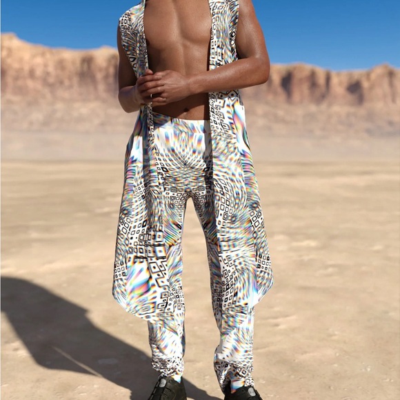 Multicolor Geometric Couple’s Rave Outfit - Picture 4 of 7